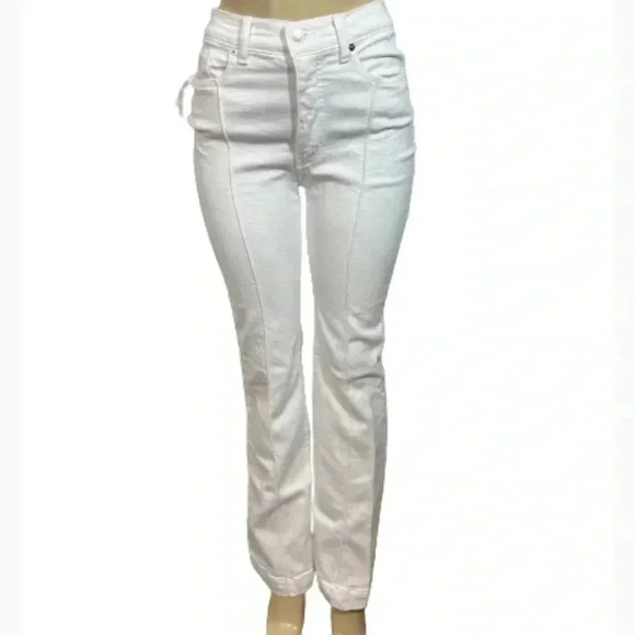 - REVICE White Jeans Star butt print boot cut stretch midrise nwt size 8 medium - Picture 5 of 12